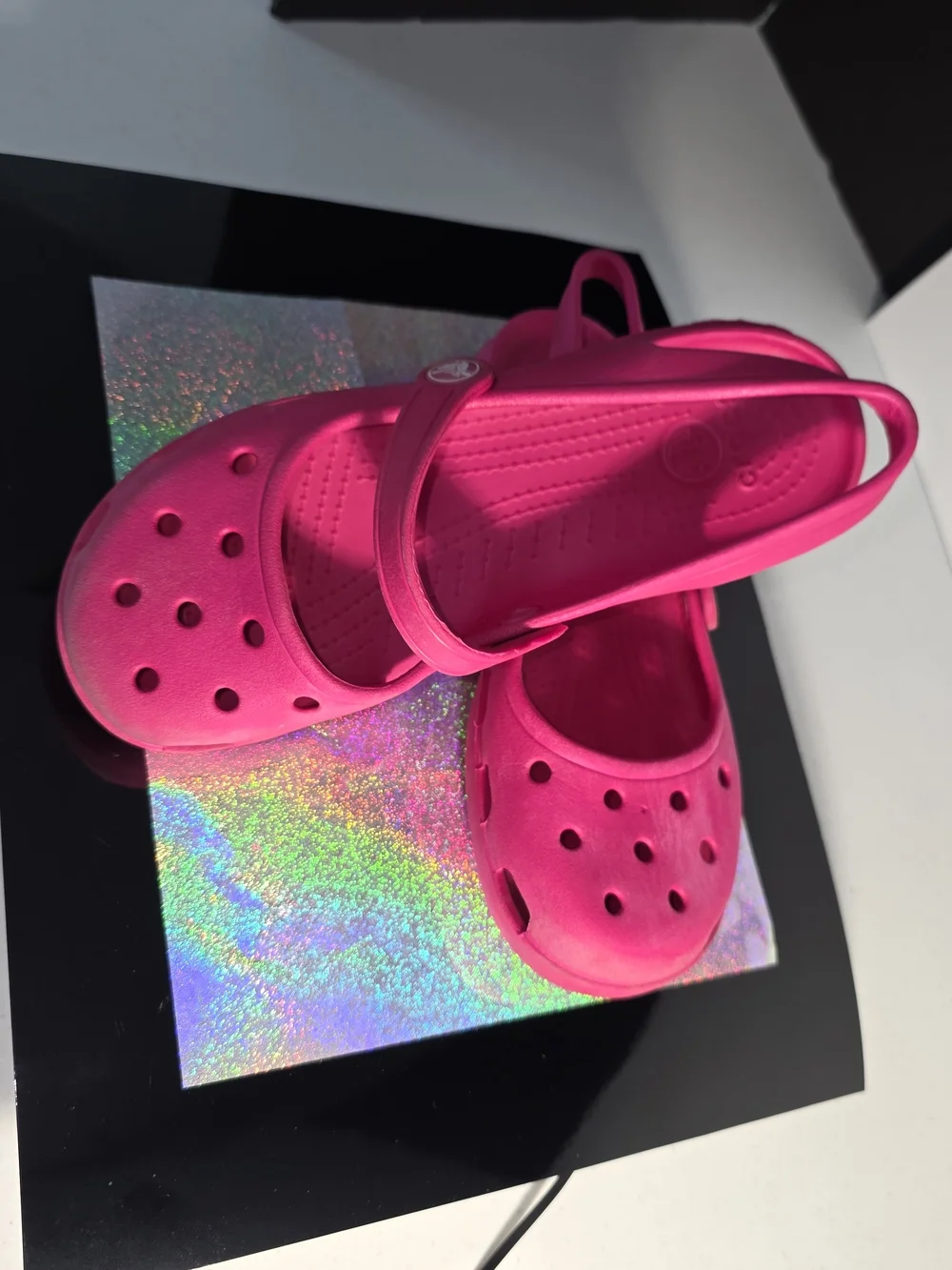 CROCS Shayna Hot Pink Mary Jane-Style Clog with Back Strap Big Girls Sz 6